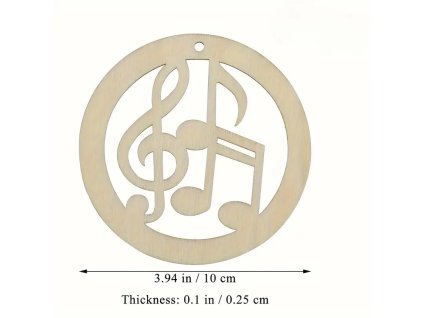Dřevěný výřez HOUSLOVÝ KLÍČ a NOTY