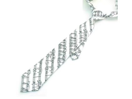 Kravata PARTITURA S NOTAMI bílá 2