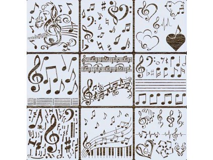 Sada 9 ks šablon s hudebními motivy