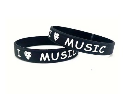 Silikonový náramek MUSIC černý 1 ks