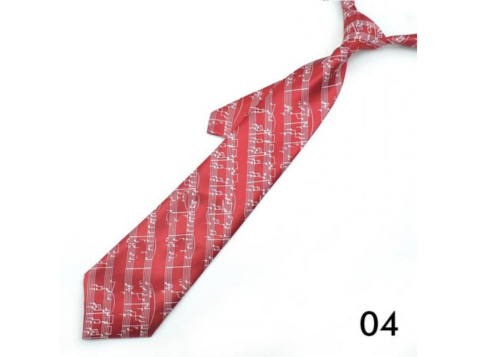 31462 kravata cervena s bilou partiturou