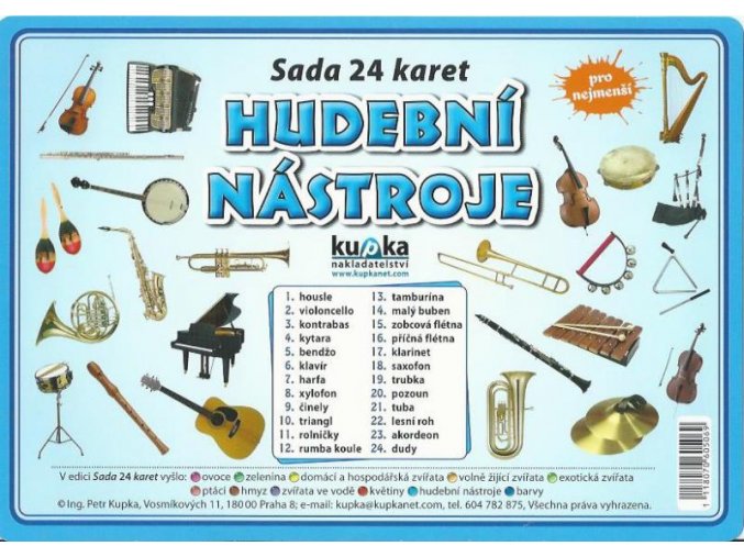 33925 sada 24 karet hudebni nastroje a4 30x21 cm