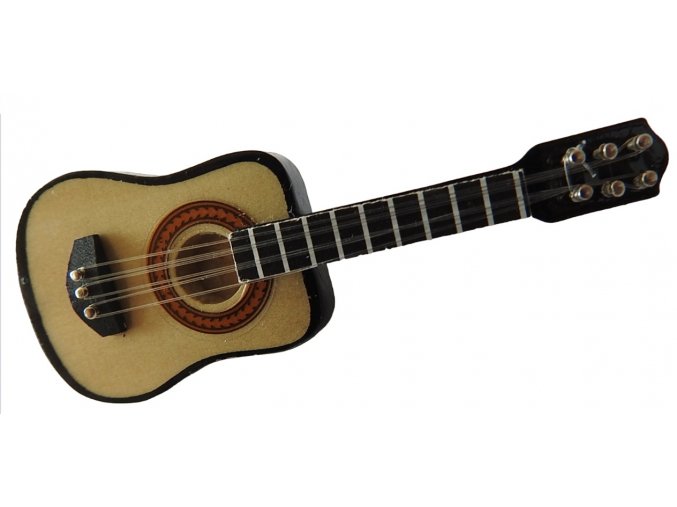 Brož dřevěná hnědá akustická kytara 1
