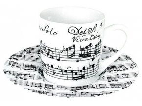 25798 hrnek s partiturou vivaldi espresso bily s podsalkem