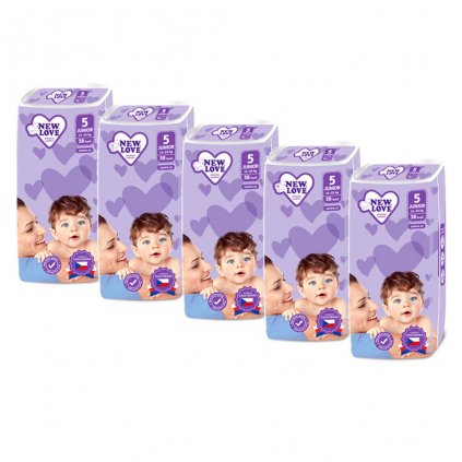 MEGAPACK Detské jednorazové plienky New Love Premium comfort 5 JUNIOR 11-25 kg 5x38 ks