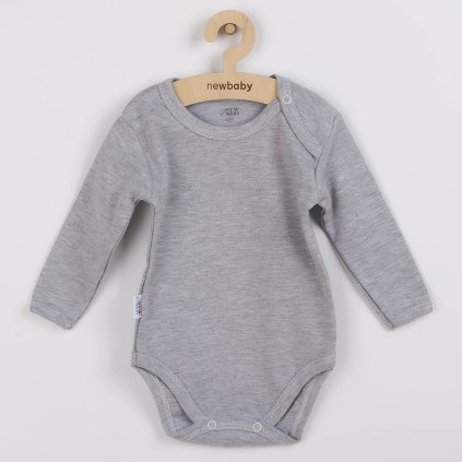 Dojčenské bavlnené body s dlhým rukávom New Baby Pastel sivý melír