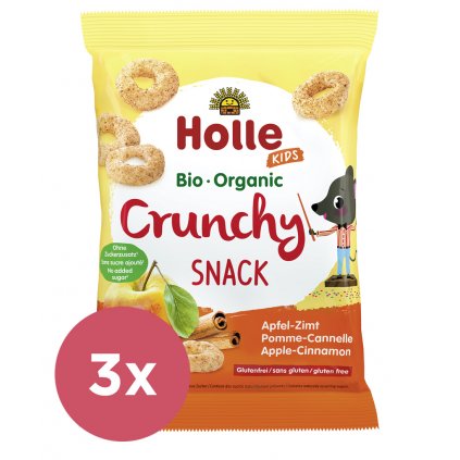 3x HOLLE Detské Bio Chrumky jablko, škorica, 25 g (3+)