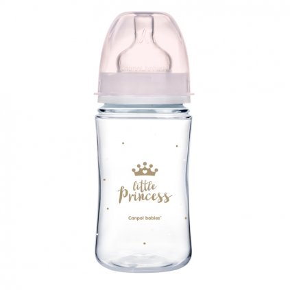 CANPOL BABIES Fľaša so širokým hrdlom Royal Baby 240 ml ružová