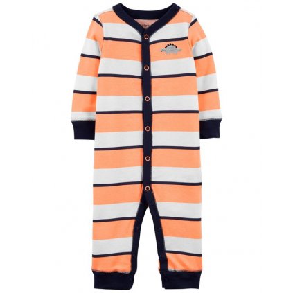 CARTER'S Overal bez nožičiek na cvoky Sleep and Play Orange Stripes