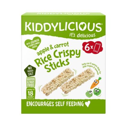 KIDDYLICIOUS Chrumkavé ryžové tyčinky s jablkami a mrkvou (6 x 10 g)