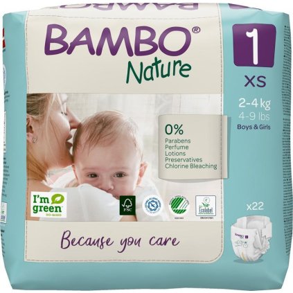 BAMBO Nature Plienky jednorazové 1 XS (2-4 kg) 22 ks