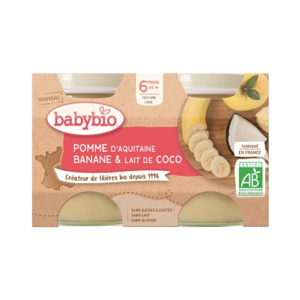 BABYBIO Jablko banán s kokosovým mliekom 2x 130 g