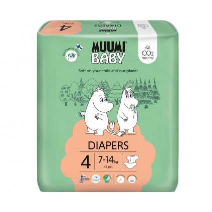 MUUMI Baby 4 Maxi 7-14 kg (46 ks), eko plienky