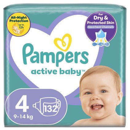 PAMPERS Active Baby Plienky jednorazové 4 (9-14 kg) 132 ks