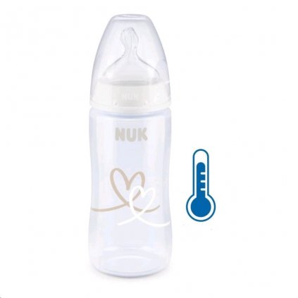 Dojčenská fľaša NUK FC+Temperature Control 300 ml BOX-Flow Control cumlík white