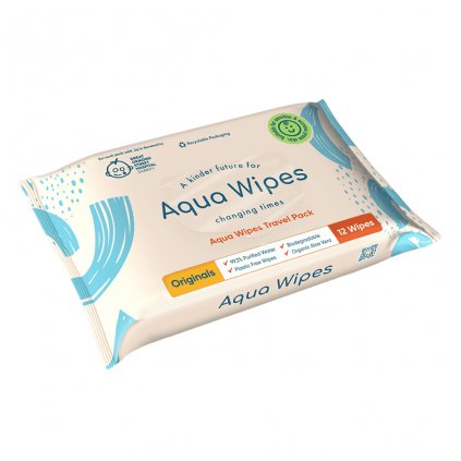 AQUA WIPES BIO Aloe Vera 100% rozložiteľné obrúsky, 99% vody, 12ks