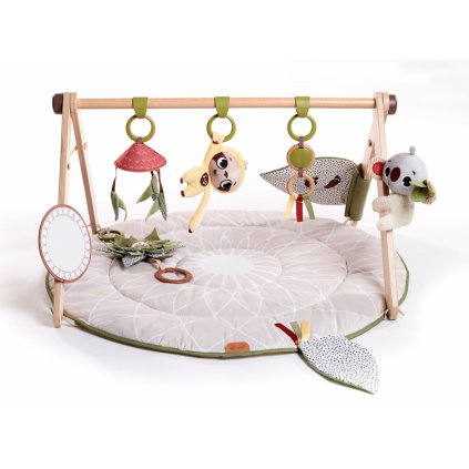 TINY LOVE Deka na hranie s drevenou hrazdičkou a mílnikovými kartičkami Boho Chic, 0m+