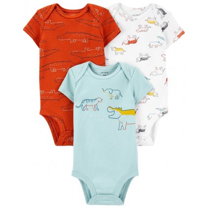 CARTER'S Body krátky rukáv Multicolor Dino chlapec 3ks