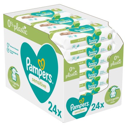 PAMPERS Sensitive vlhčené obrúsky Plastic Free 24 x 52 ks = 1248 ks