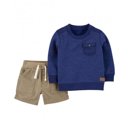 CARTER'S Set 2dielny sveter, kraťasy Blue chlapec
