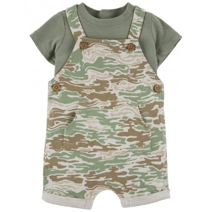 CARTER'S Set 2dielny tričko kr. rukáv, kraťasy na traky Green Camo chlapec