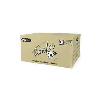 MONPERI Bamboo Plienky jednorazové eko XL (12-16 kg) 136 ks - Mega Pack