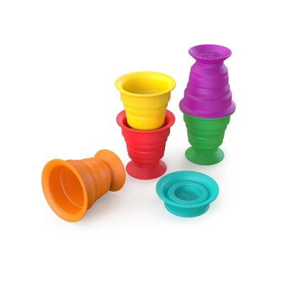 BABY EINSTEIN Hračka maxi prísavky poháriky 6 ks Stack&Squish Cups™ 6m+