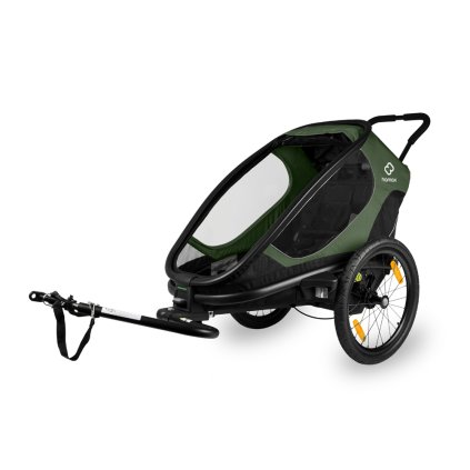 HAMAX Outback One - jednomiestny vozík za bicykel vr. ramená + kočíkovú set - Green/Black, polohov