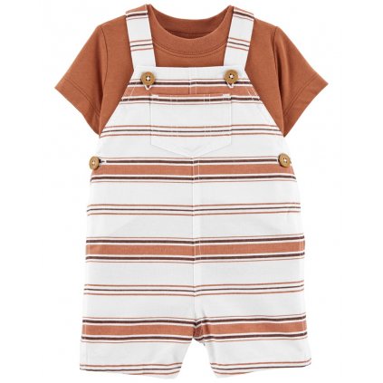 CARTER'S Set 2dielny tričko kr. rukáv, kraťasy na traky Brown Stripes chlapec