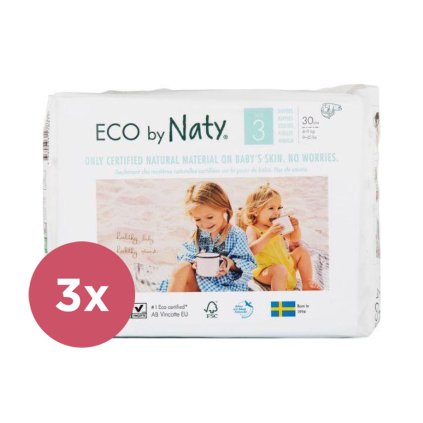 3x ECO BY NATY Plienky jednorazové 3 (4-9 kg) 30 ks