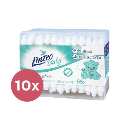 10x LINTEO BABY Papierové vatové tyčinky box (65 ks)