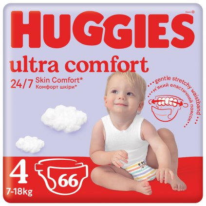 HUGGIES® Plienky jednorázové Ultra Comfort Mega 4 (7-18 kg) 66 ks