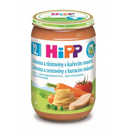 HiPP BIO Zelenina a cestoviny s kuracím mäsom od 12. mesiaca, 220 g 220 g, od 1 roka