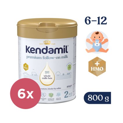 6x KENDAMIL Mlieko pokračovacie Premium 2 HMO+ (800 g) 6m+