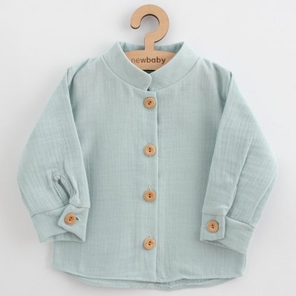 Dojčenská mušelínová košeľa New Baby Soft dress mätová