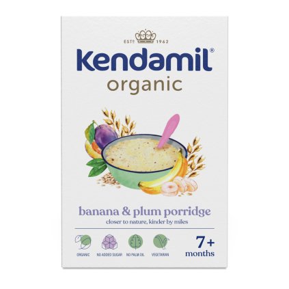 KENDAMIL BIO Kaša nemliečna so slivkami a banánom (150 g), 7m+