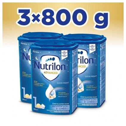 3x NUTRILON 1 Advanced Good Night počiatočné dojčenské mlieko od narodenia 800 g