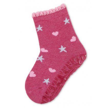 STERNTALER Ponožky protišmykové Srdiečka AIR magenta dievča veľ. 21/22 cm-