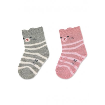 STERNTALER Ponožky protišmykové Mačička ABS 2ks 3D ušká light grey dievča veľ. 21/22 cm-