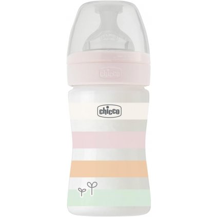 CHICCO Fľaša dojčenská Well-being silikón 150 ml dievča