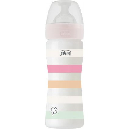 CHICCO Fľaša dojčenská Well-being silikón 250 ml dievča