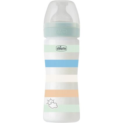 CHICCO Fľaša dojčenská Well-being silikón 250 ml chlapec