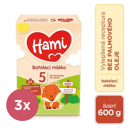 3x HAMI 5 Mlieko detské 600 g