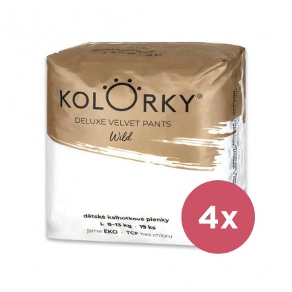 KOLORKY DELUXE VELVET PANTS Wild Nohavičky plienkové jednorazové eko L (8-13 kg) 76 ks