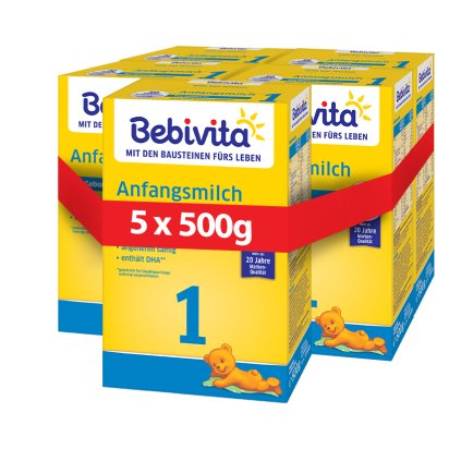 5x BEBIVITA Nápoj mliečny Junior 1+ od uk. 12. mesiaca, 500 g