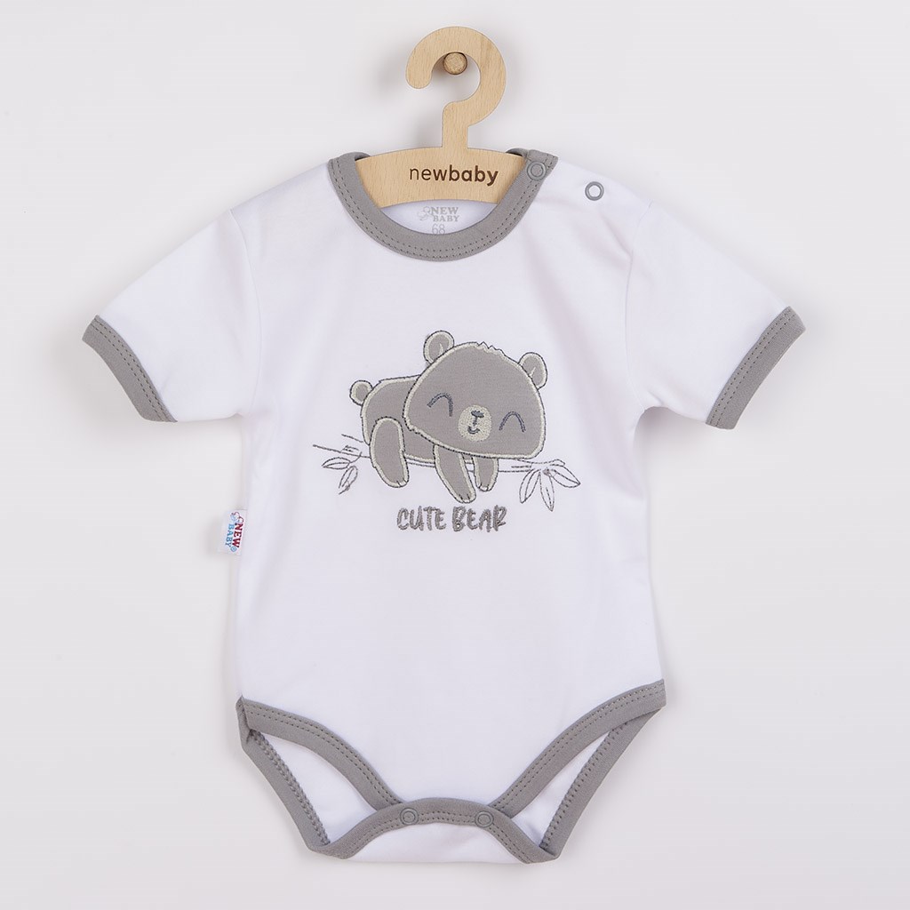 Dojčenské bavlnené body s krátkym rukávom New Baby Cute Bear Farba: Biela, Veľkosť: 80 (9-12m)