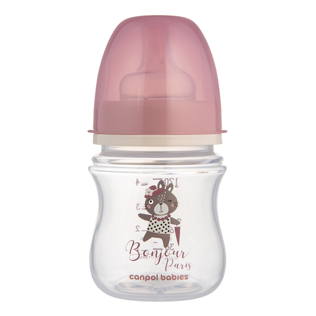 CANPOL BABIES Fľaša so širokým hrdlom Bonjour Paris 120 ml ružová Varianta: V000418