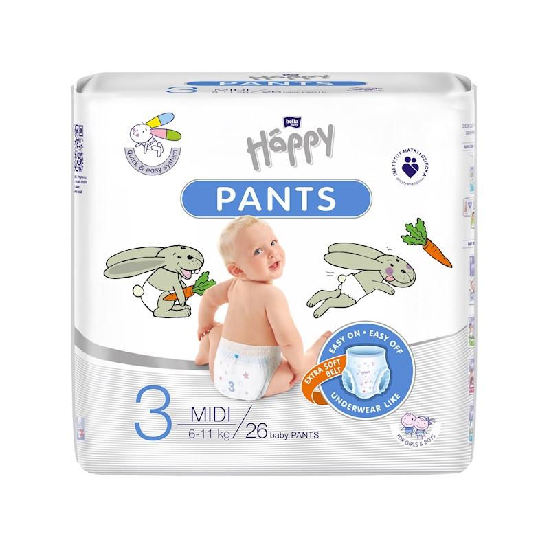 BELLAHAPPY BELLA HAPPY Pants Nohavičky plienkové jednorazové 3 Midi (6-11 kg) 26 ks