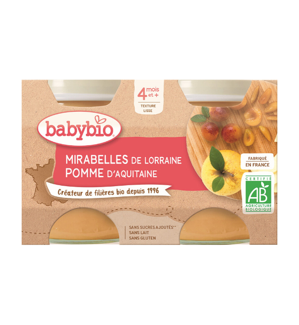 BABYBIO 2xBABYBIO Mirabelky jablko 130 g