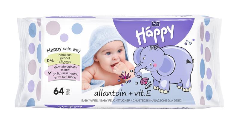 BELLAHAPPY BELLA HAPPY BABY Vlhčené obrúsky s vitamínom E 64 ks